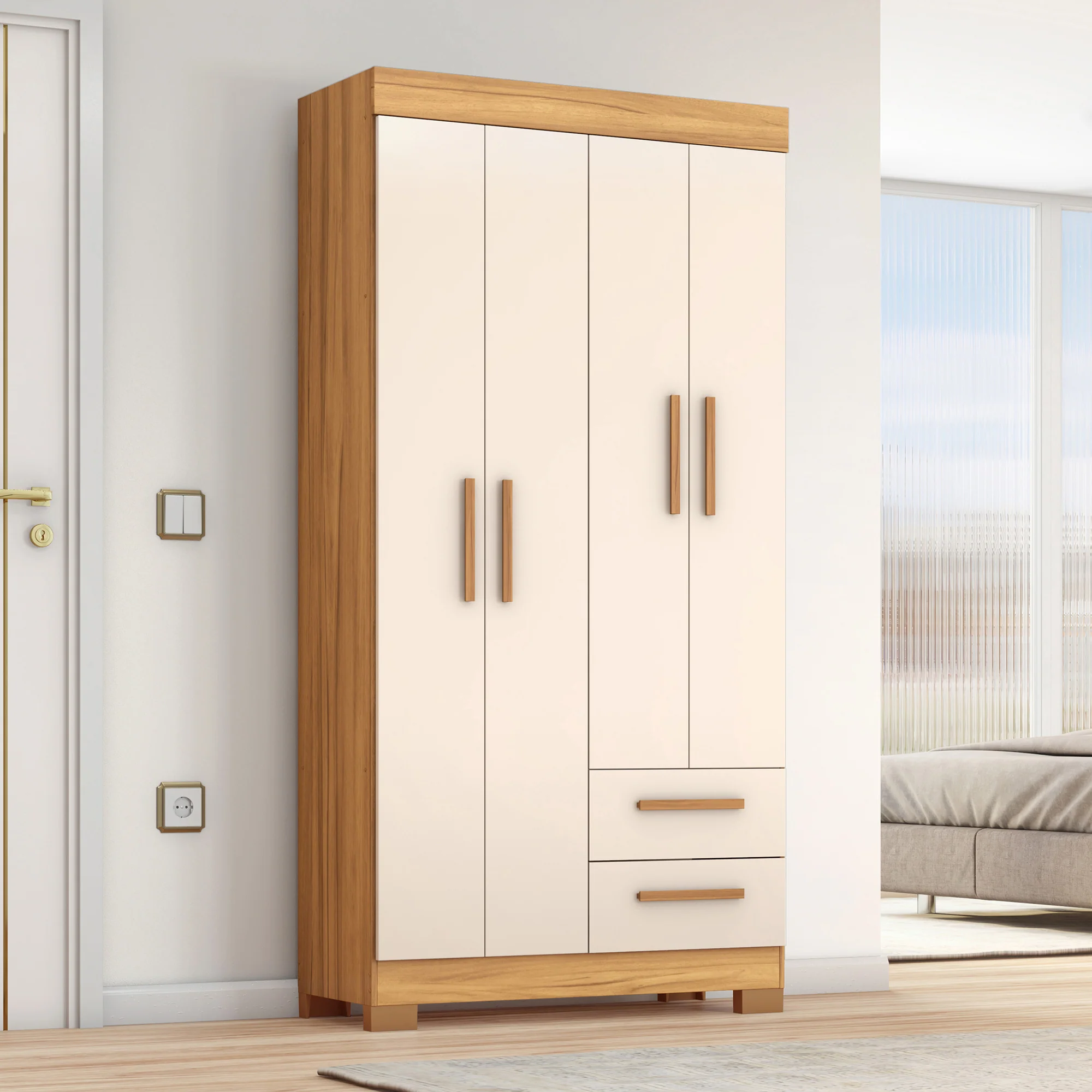 Guarda-Roupa Solteiro 4 Portas 2 Gavetas Nt6010 Notável Móveis - Image 10