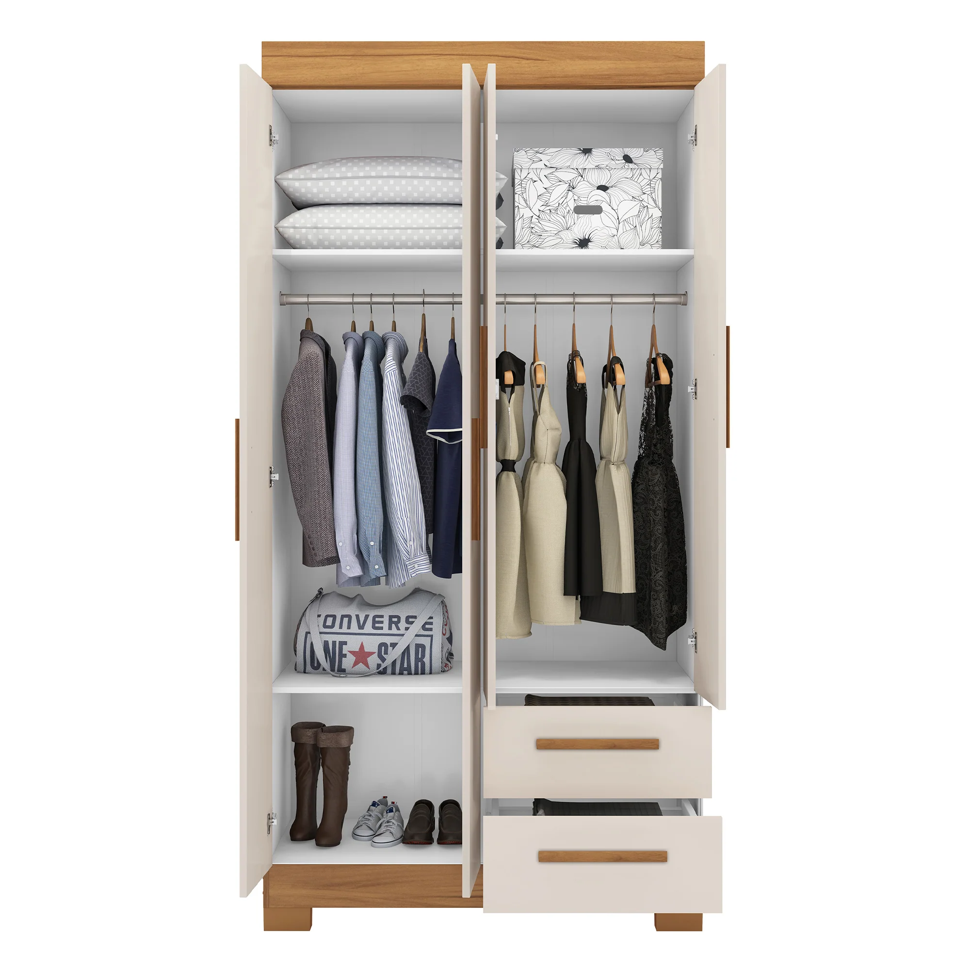 Guarda-Roupa Solteiro 4 Portas 2 Gavetas Nt6010 Notável Móveis - Image 13