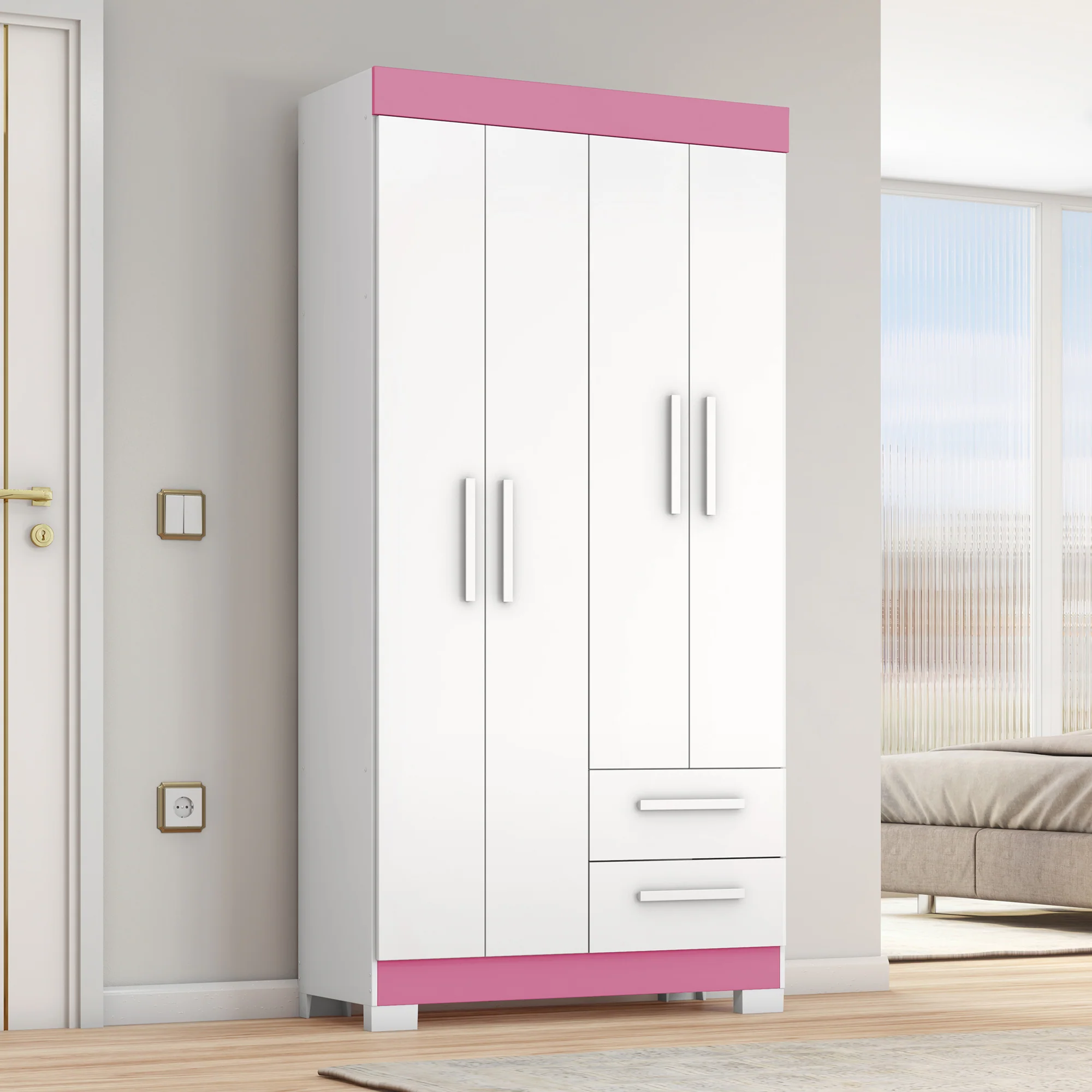 Guarda-Roupa Solteiro 4 Portas 2 Gavetas Nt6010 Notável Móveis - Image 3