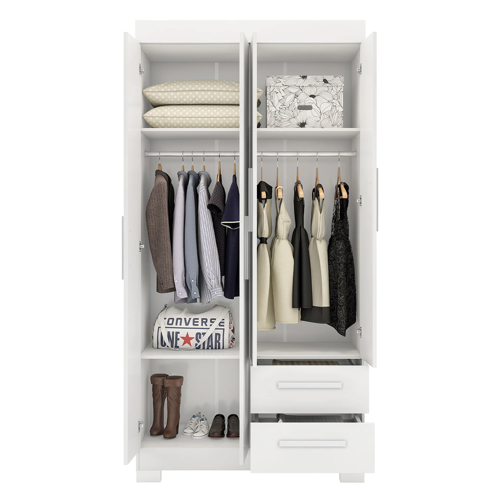 Guarda-Roupa Solteiro 4 Portas 2 Gavetas Nt6010 Notável Móveis - Image 7