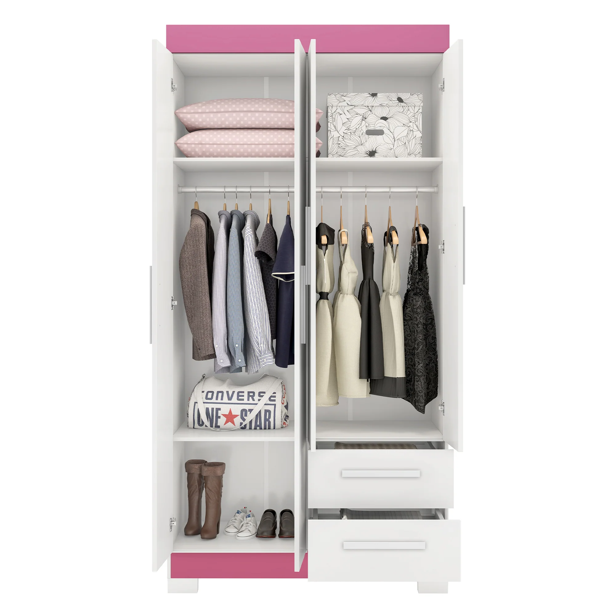 Guarda-Roupa Solteiro 4 Portas 2 Gavetas Nt6010 Notável Móveis - Image 8