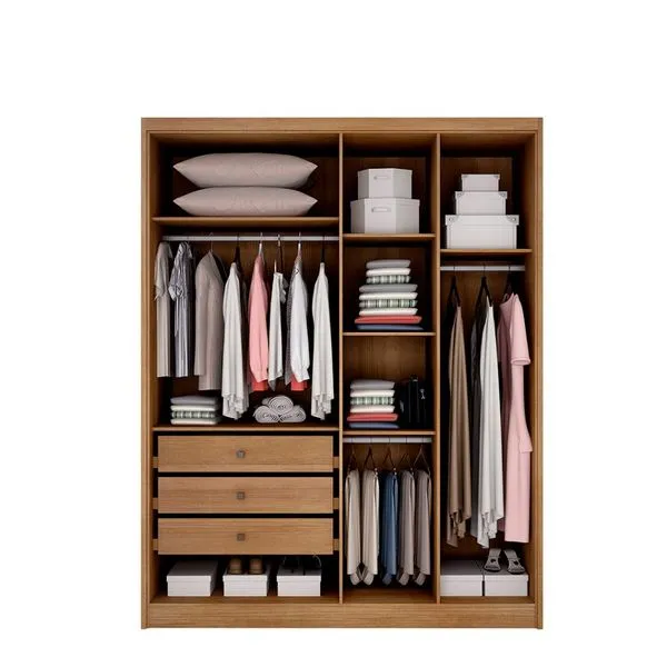 Guarda-Roupa Solteiro Moderni Plus 4 Portas 3 Gavetas Novo Horizonte com Cabideiros - Image 3