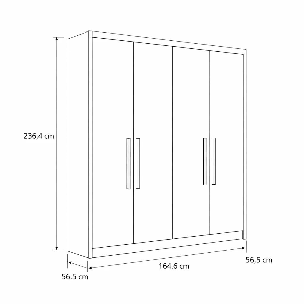 Guarda-Roupa Solteiro Moderni Plus 4 Portas 3 Gavetas Novo Horizonte com Cabideiros - Image 7