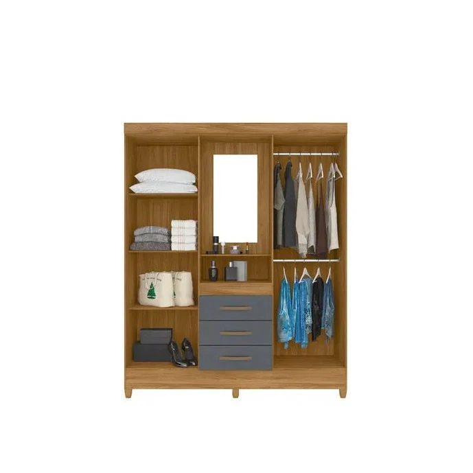 Guarda-Roupa Solteiro 4 Portas com Espelho 3 Gavetas Capri Moval - Image 3