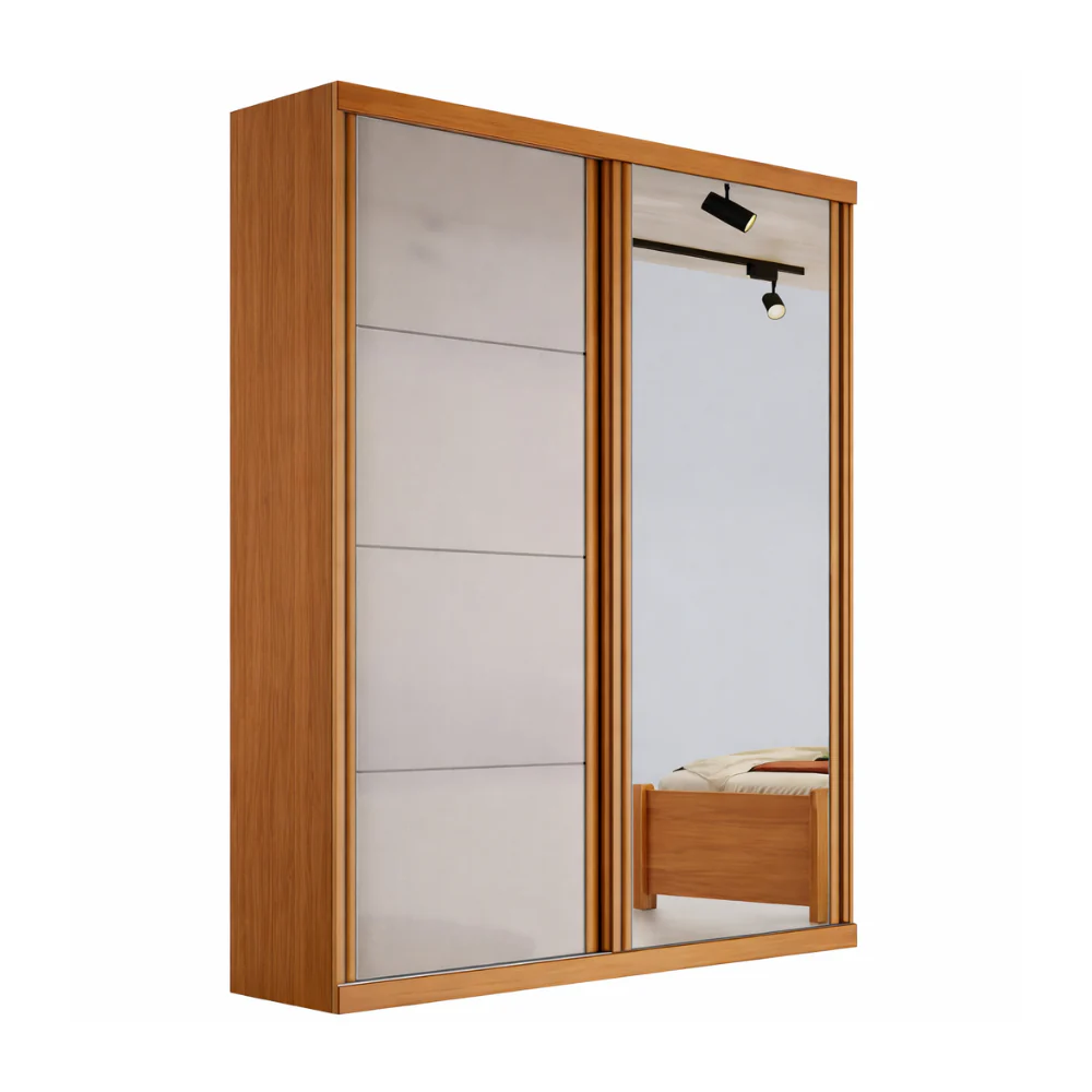 Guarda Roupa Solteiro com Espelho 2 Portas 2 Gavetas Buzios Bianchi - Image 6