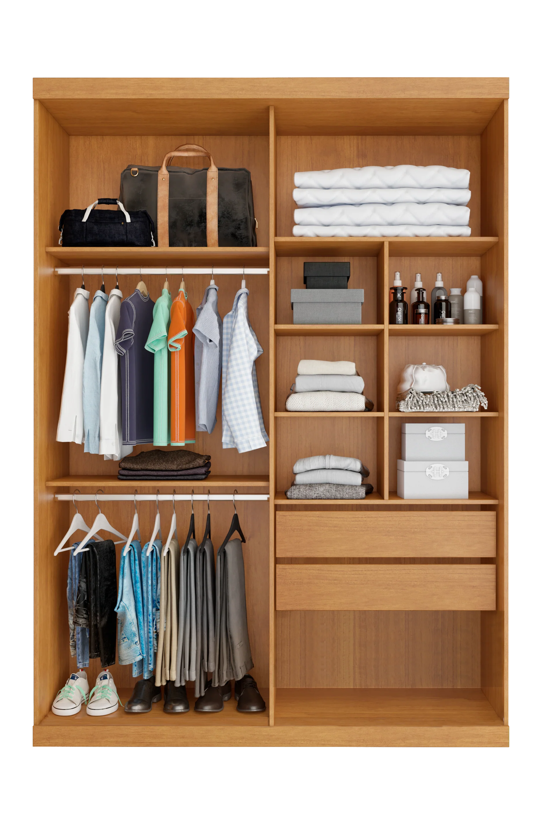 Guarda Roupa Solteiro com Espelho 2 Portas 2 Gavetas Buzios Bianchi - Image 7