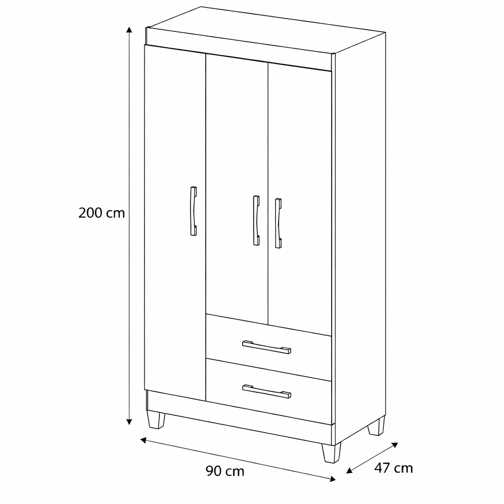 Guarda-Roupa 3 Portas 2 Gavetas Lima Moval - Image 11