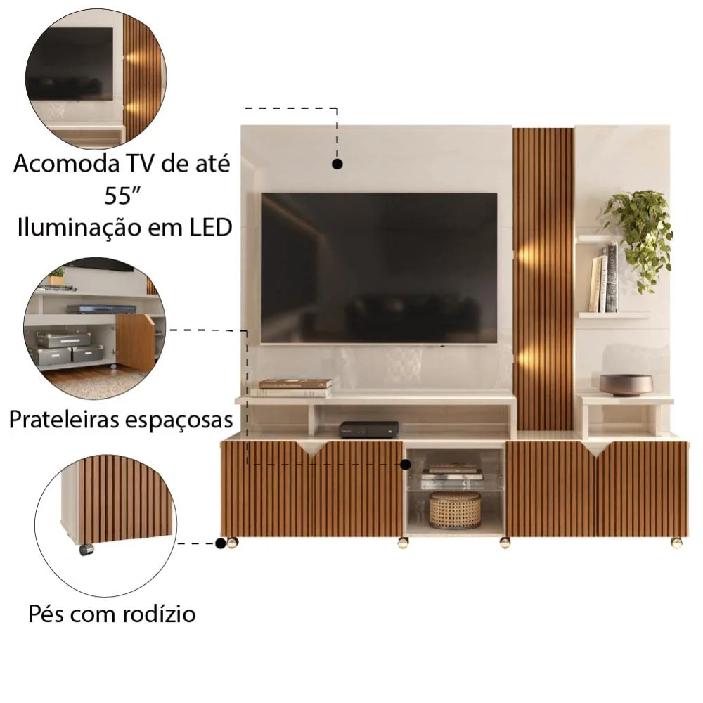 Home para Tv até 55 Polegadas Impressão Ripada Cross  Lukaliam Móveis - Image 5