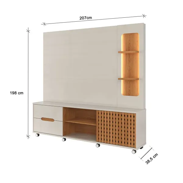Home para TV até 70 Polegadas 1 Porta Correr 2 Gavetas Rodízio Brise Lukaliam - Image 12