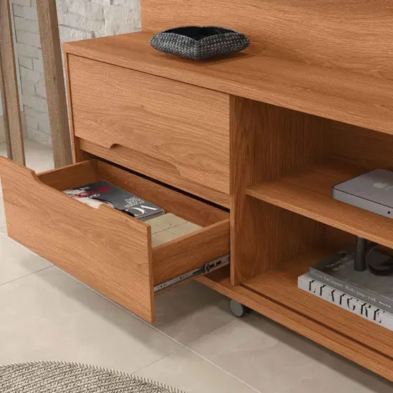 Home para TV até 70 Polegadas 1 Porta Correr 2 Gavetas Rodízio Brise Lukaliam - Image 4