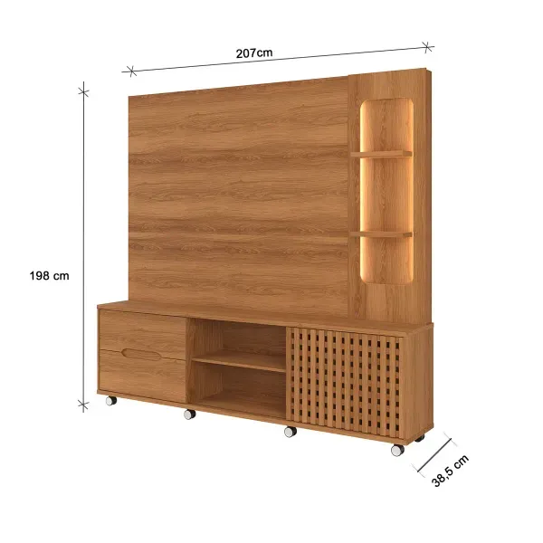 Home para TV até 70 Polegadas 1 Porta Correr 2 Gavetas Rodízio Brise Lukaliam - Image 6