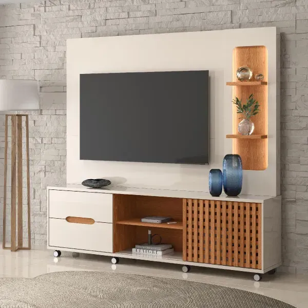 Home para TV até 70 Polegadas 1 Porta Correr 2 Gavetas Rodízio Brise Lukaliam - Image 7