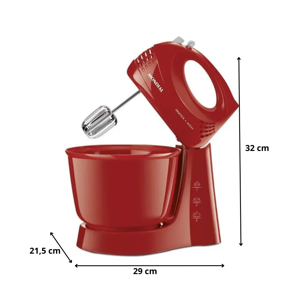 Kit Gourmet Mondial Liquidificador + Batedeira + Espremedor Vermelho KT-105 - Image 7