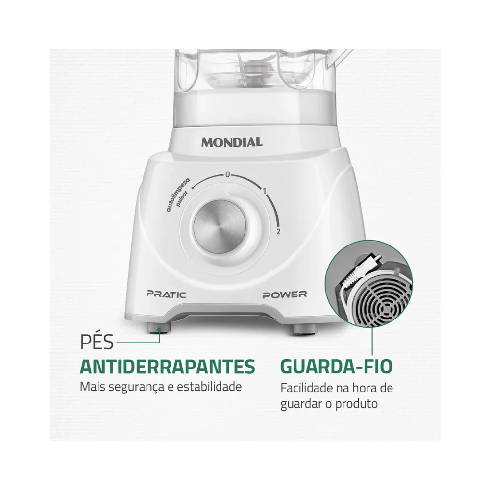 Liquidificador 550W  2 Velocidades  Pratic Power L-97-W Mondial - Image 6