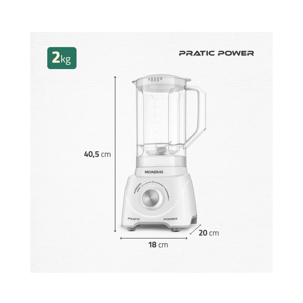 Liquidificador 550W  2 Velocidades  Pratic Power L-97-W Mondial - Image 7