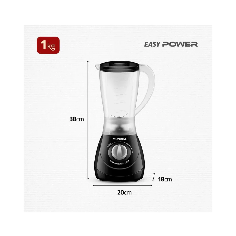 Liquidificador Mondial Easy Power L-550 2 Velocidades 550W - Image 13