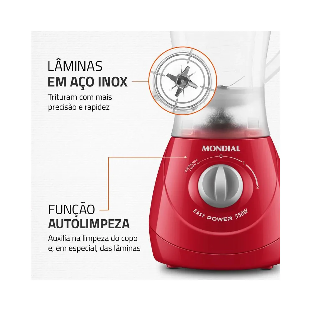 Liquidificador Mondial Easy Power L-550 2 Velocidades 550W - Image 19