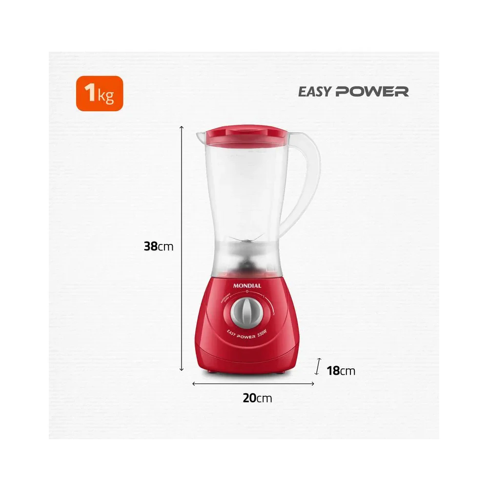 Liquidificador Mondial Easy Power L-550 2 Velocidades 550W - Image 20