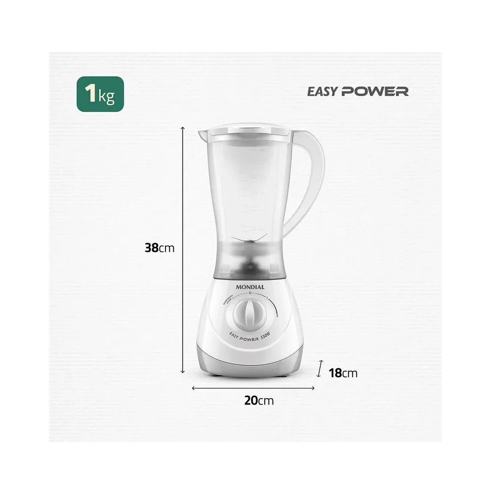 Liquidificador Mondial Easy Power L-550 2 Velocidades 550W - Image 7