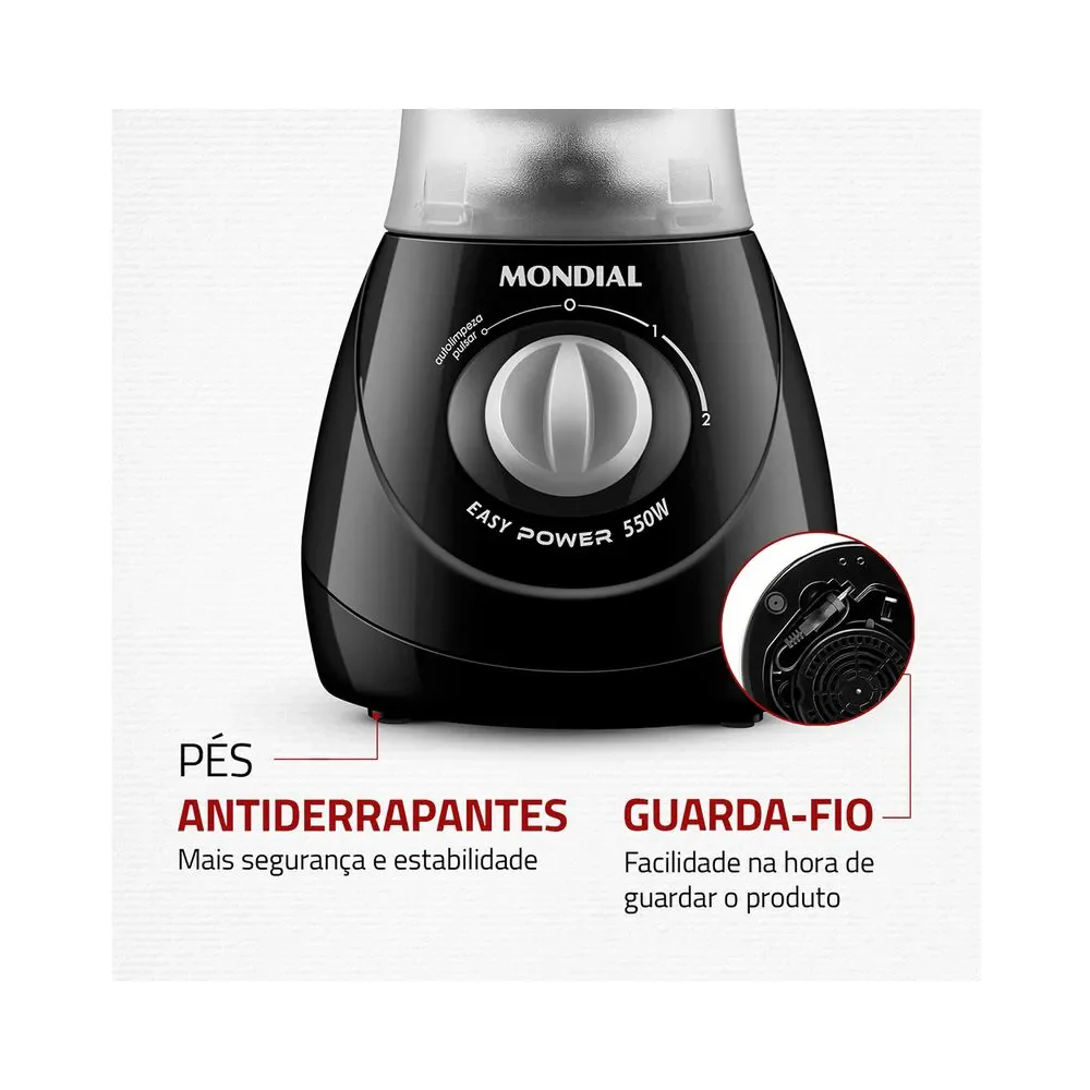 Liquidificador Mondial Easy Power L-550 2 Velocidades 550W - Image 9