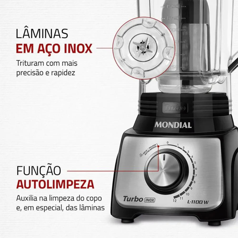 Liquidificador Mondial L-1100-BI 12 Velocidades 1100W - Image 3