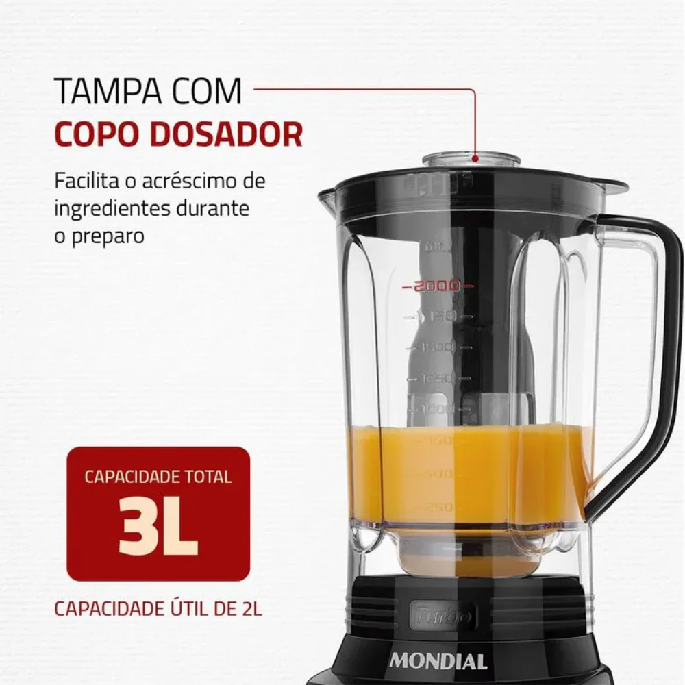 Liquidificador Mondial L-1100-BI 12 Velocidades 1100W - Image 4