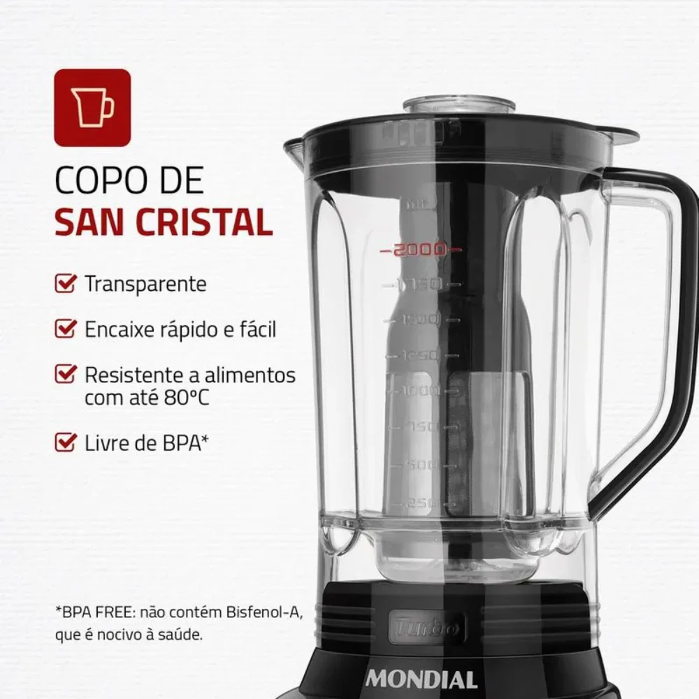 Liquidificador Mondial L-1100-BI 12 Velocidades 1100W - Image 6
