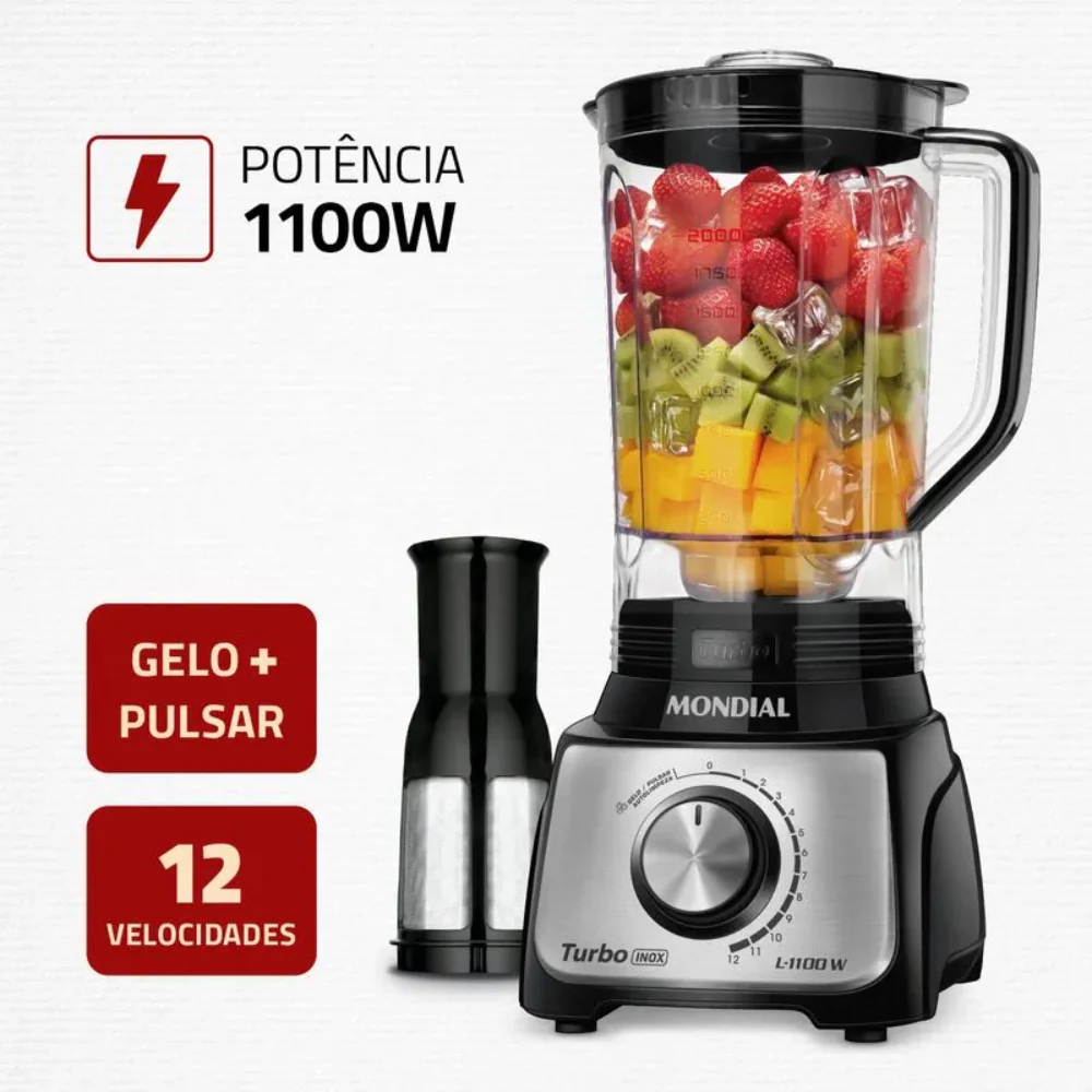 Liquidificador Mondial L-1100-BI 12 Velocidades 1100W - Image 7