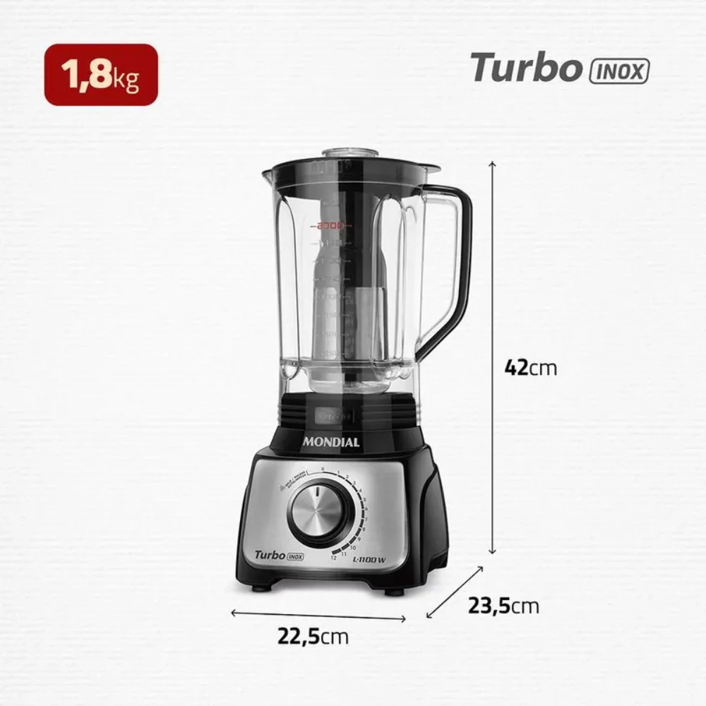 Liquidificador Mondial L-1100-BI 12 Velocidades 1100W - Image 8