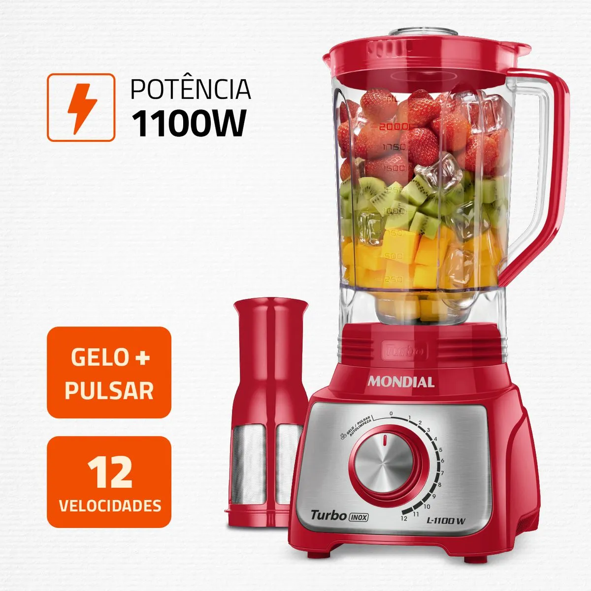 Liquidificador Mondial Turbo Inox 3L L-1100-RI - Image 2