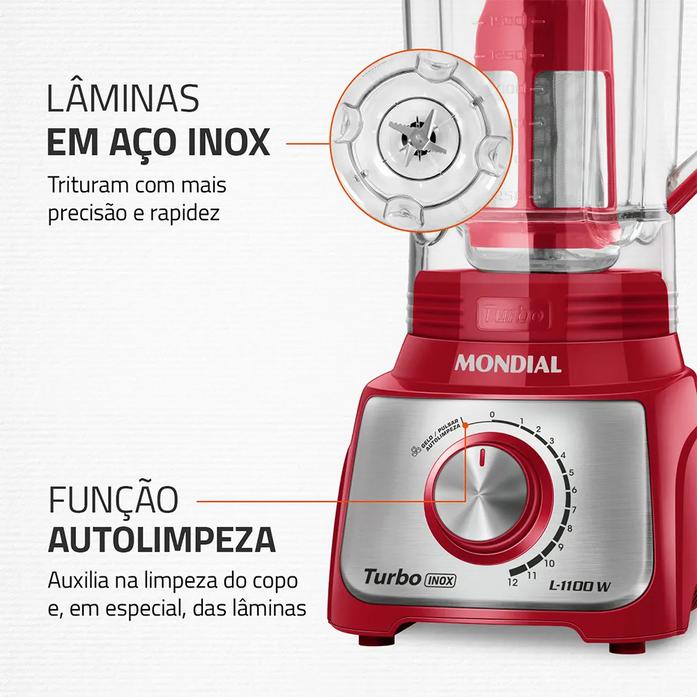 Liquidificador Mondial Turbo Inox 3L L-1100-RI - Image 6
