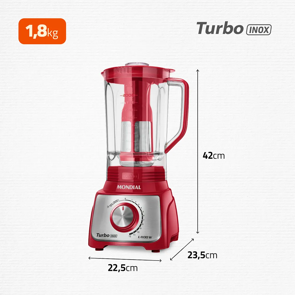 Liquidificador Mondial Turbo Inox 3L L-1100-RI - Image 8