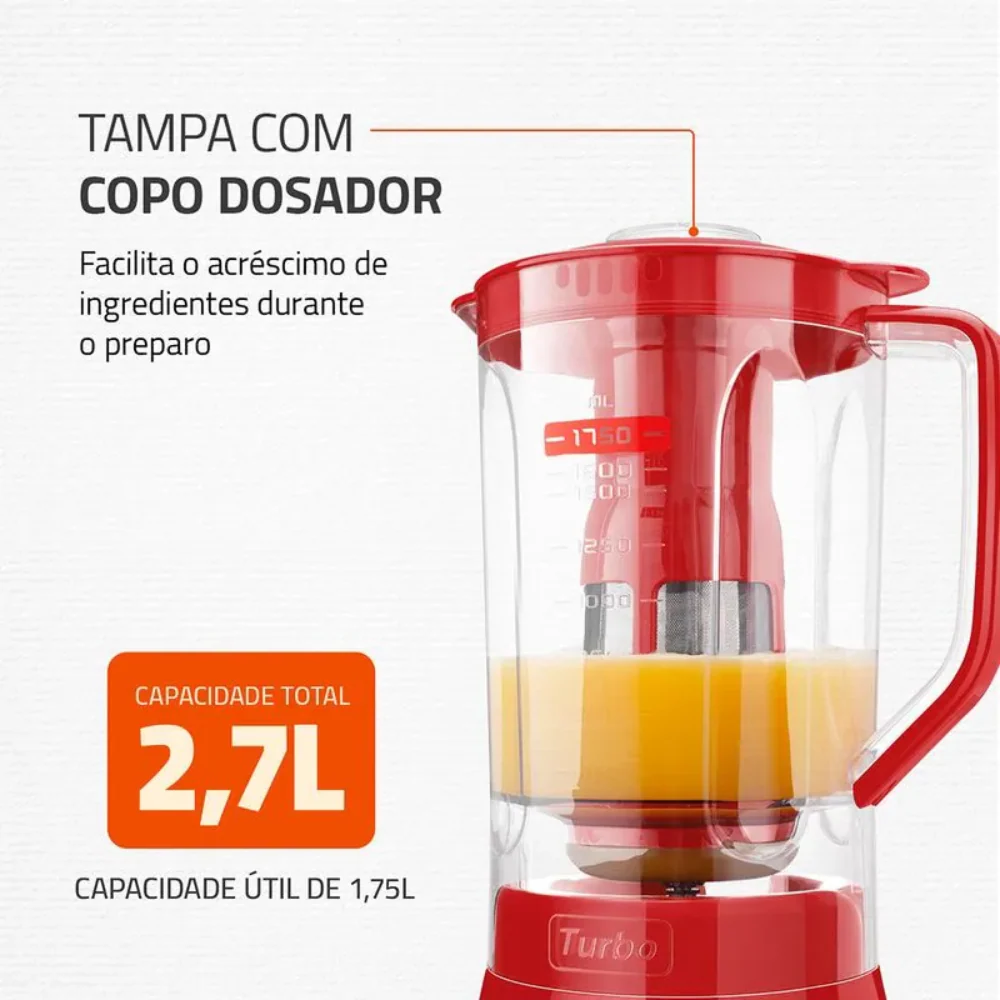 Liquidificador Mondial Turbo L-900 FR Copo Com Filtro 05 Velocidades 900W - Image 4