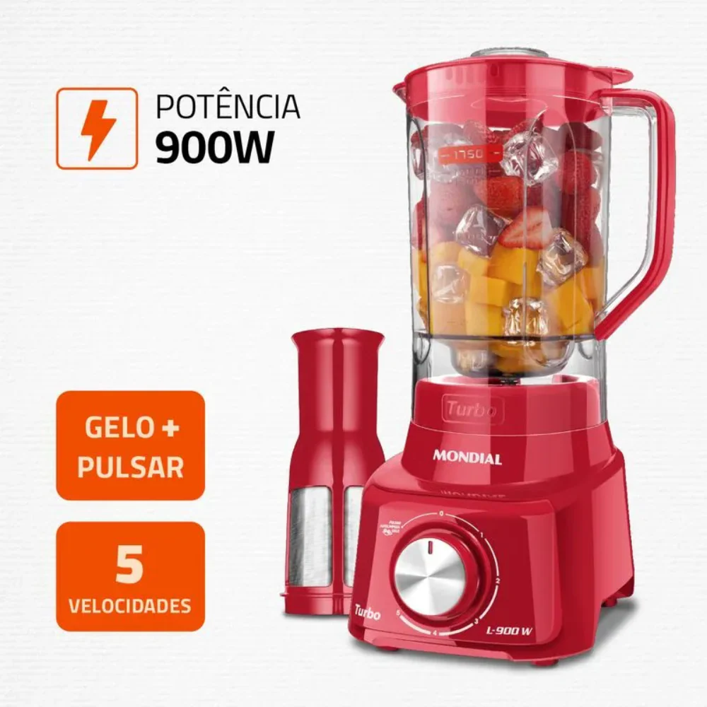 Liquidificador Mondial Turbo L-900 FR Copo Com Filtro 05 Velocidades 900W - Image 7