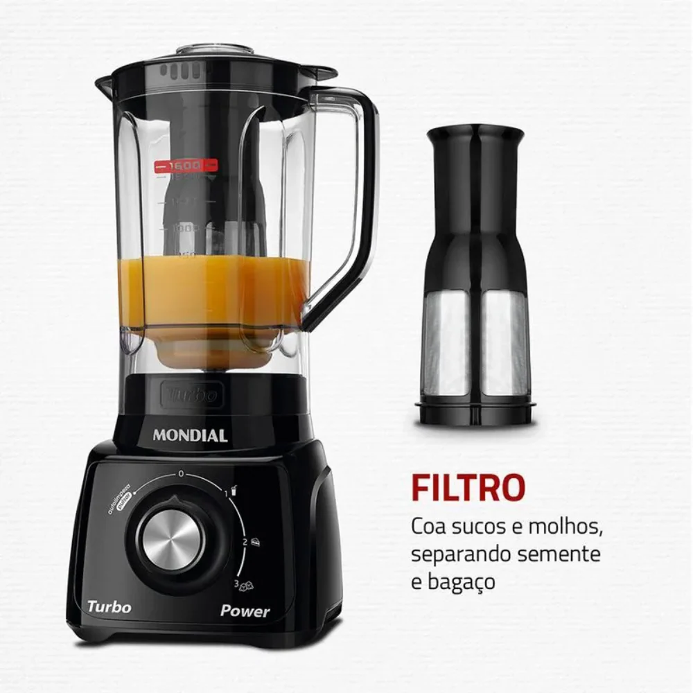 Liquidificador Mondial Turbo Power L-99-FB 3 Velocidades 550W - Image 5