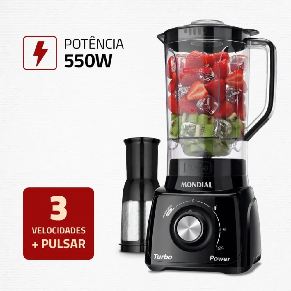 Liquidificador Mondial Turbo Power L-99-FB 3 Velocidades 550W - Image 7
