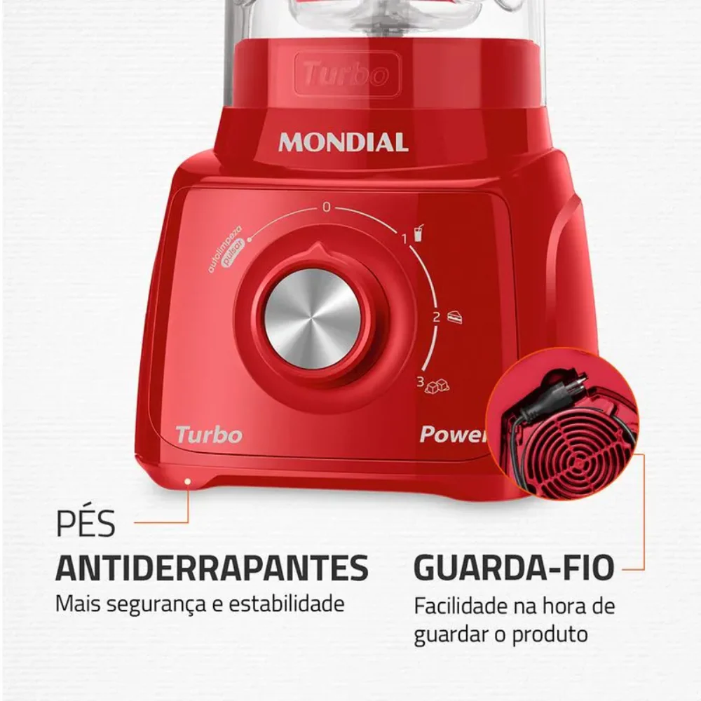 Liquidificador Mondial Turbo Power L-99-FR 3 Velocidades 550W - Image 2