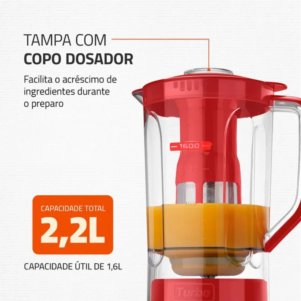 Liquidificador Mondial Turbo Power L-99-FR 3 Velocidades 550W - Image 4