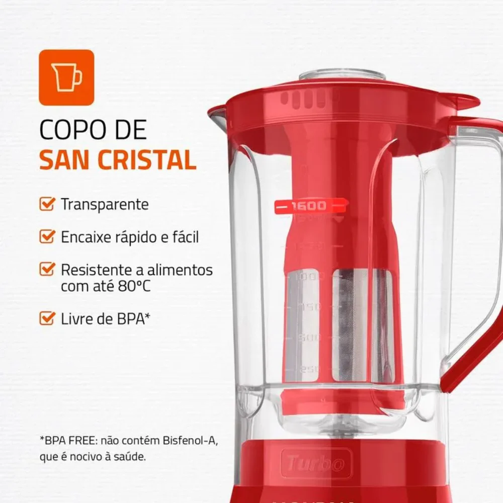 Liquidificador Mondial Turbo Power L-99-FR 3 Velocidades 550W - Image 6