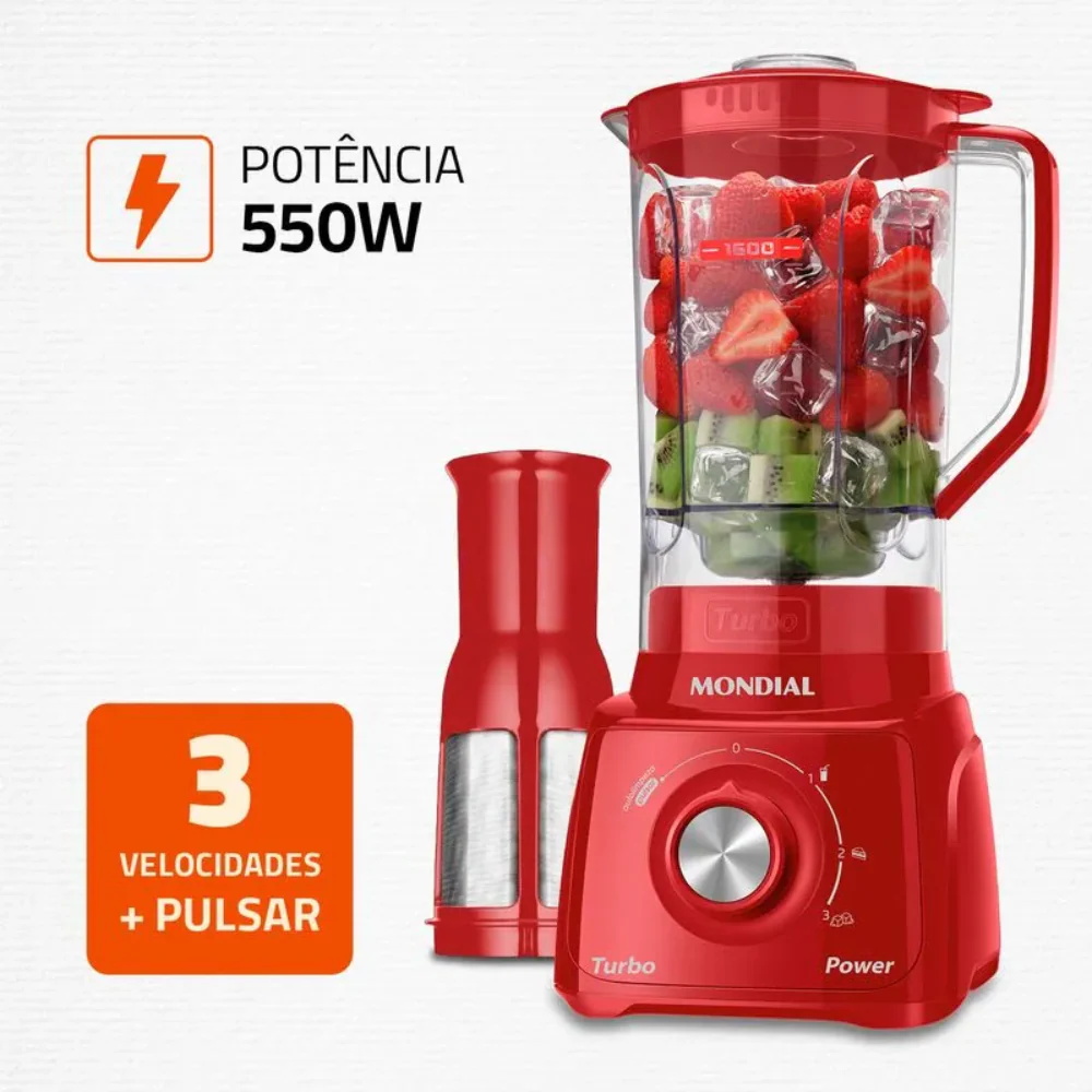 Liquidificador Mondial Turbo Power L-99-FR 3 Velocidades 550W - Image 7