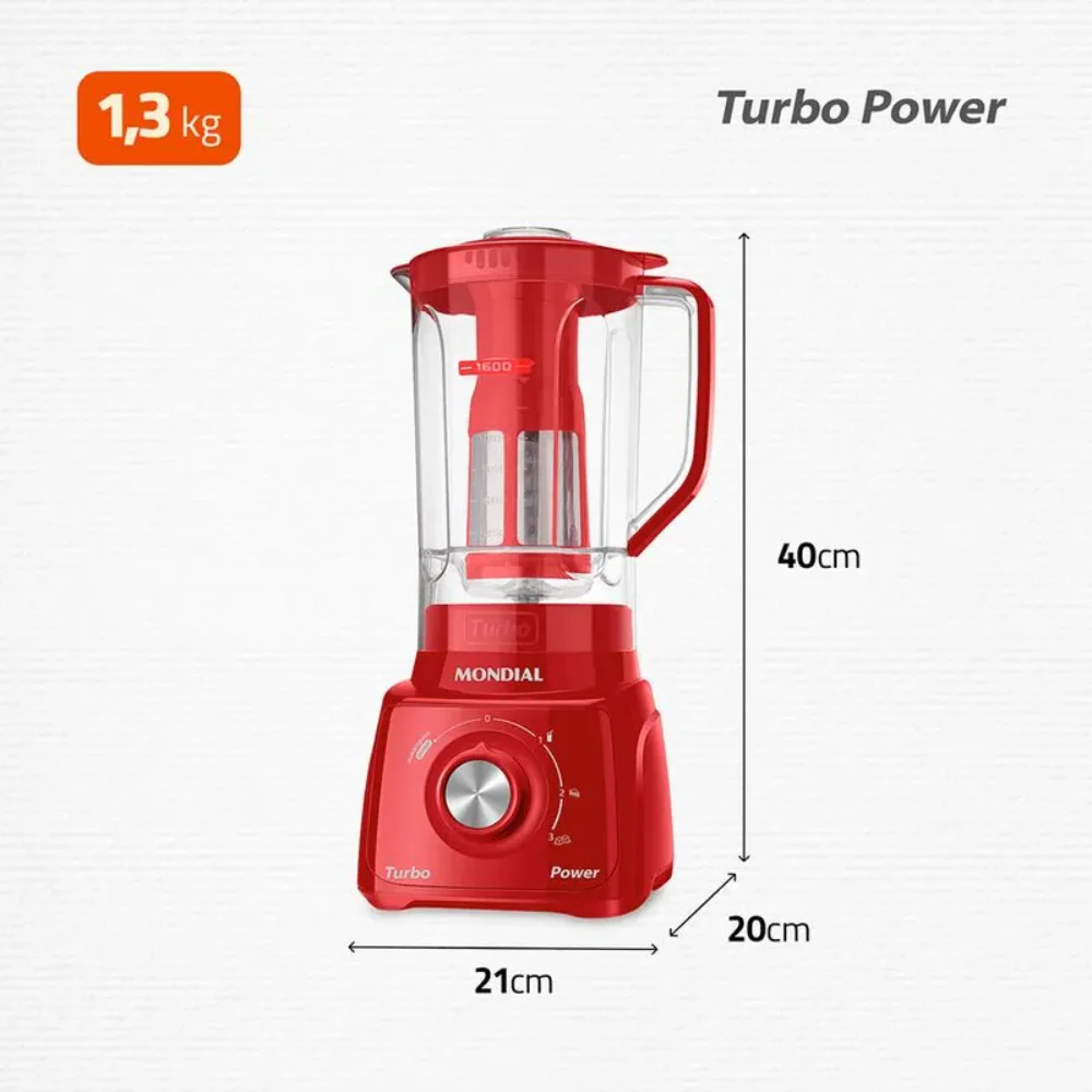Liquidificador Mondial Turbo Power L-99-FR 3 Velocidades 550W - Image 8