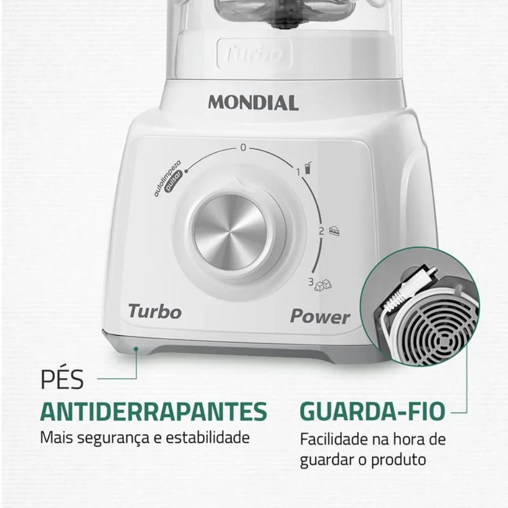 Liquidificador Mondial Turbo Power L-99 WG com Filtro 3 Velocidades 550W - Image 2