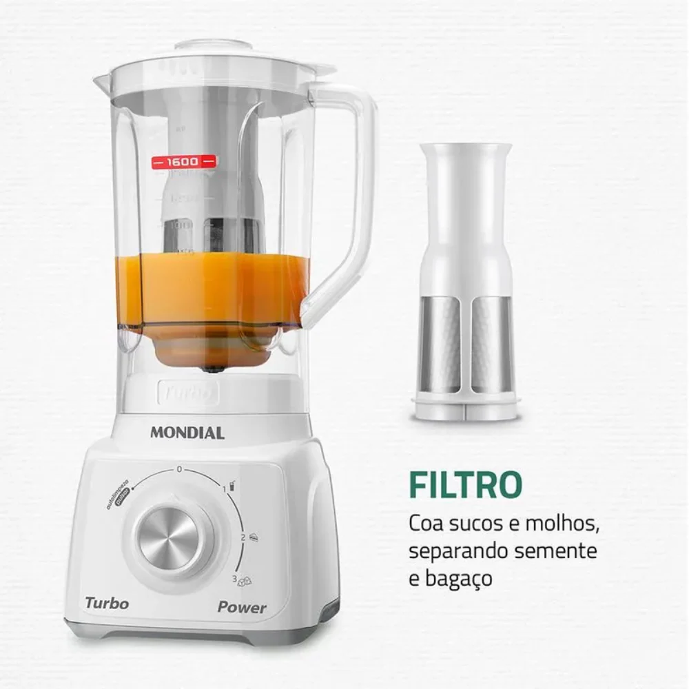 Liquidificador Mondial Turbo Power L-99 WG com Filtro 3 Velocidades 550W - Image 5