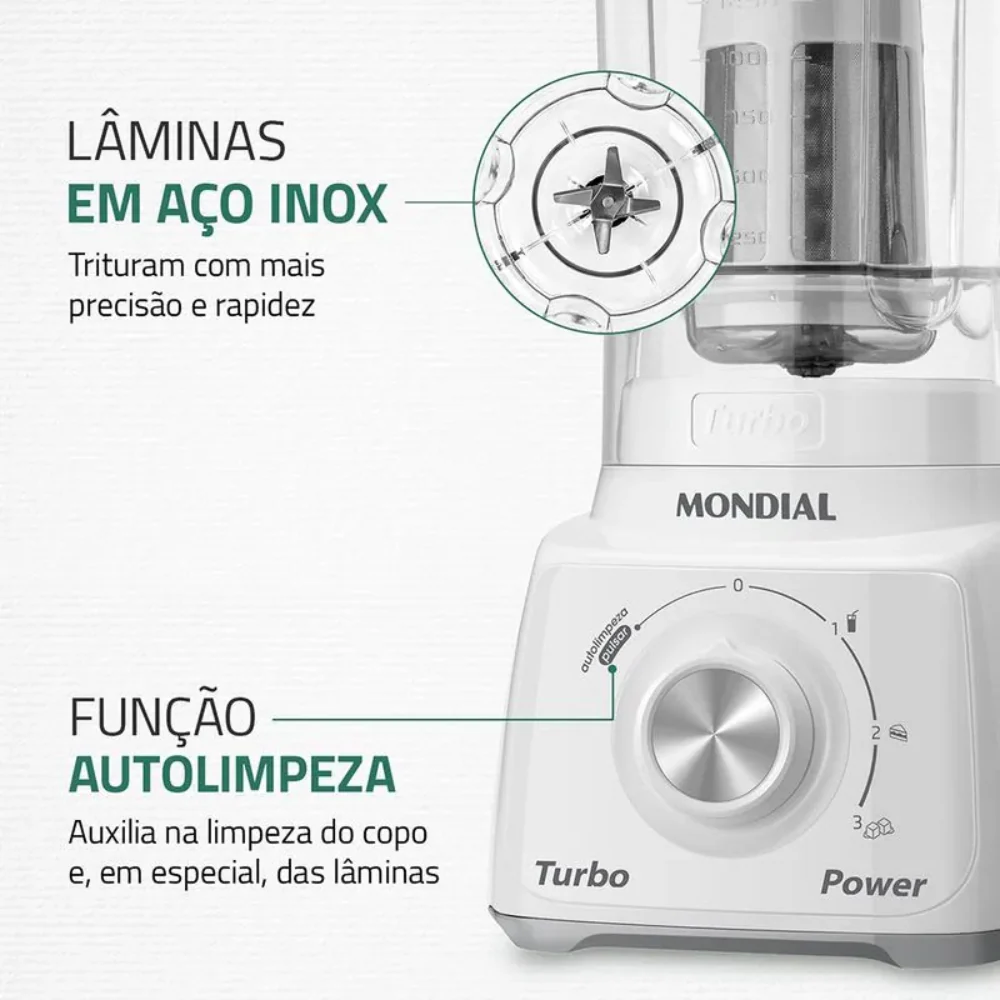Liquidificador Mondial Turbo Power L-99 WG com Filtro 3 Velocidades 550W - Image 7