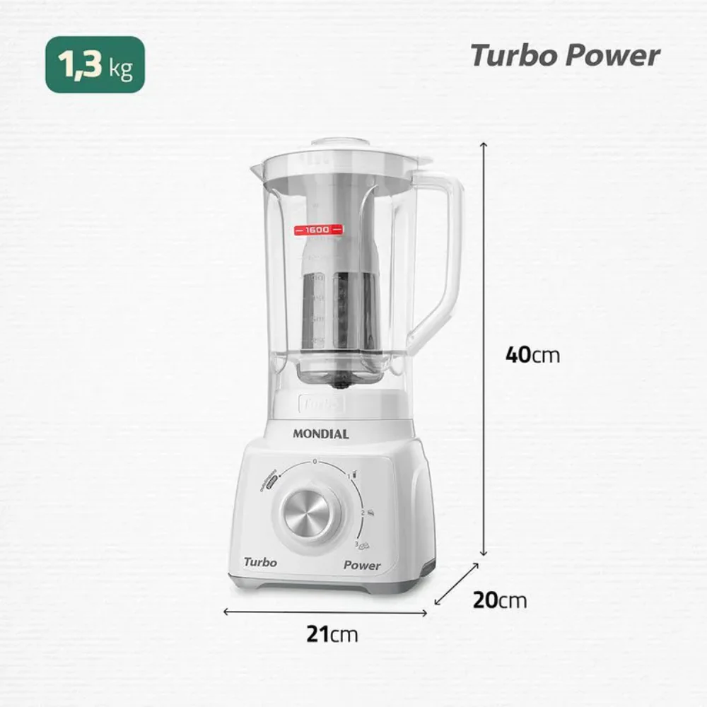 Liquidificador Mondial Turbo Power L-99 WG com Filtro 3 Velocidades 550W - Image 8