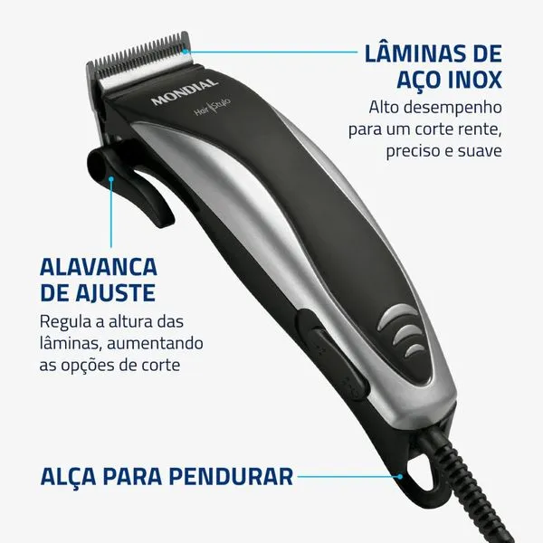 Máquina de Cortar Cabelo  CR-02 4 Pentes Mondial - Image 3