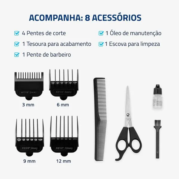 Máquina de Cortar Cabelo  CR-02 4 Pentes Mondial - Image 4
