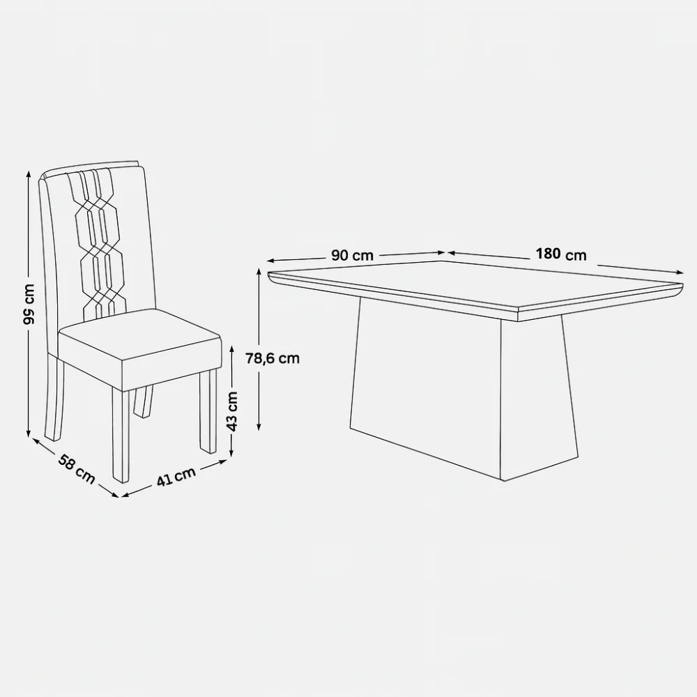 Mesa de Jantar 180 Cm Dulce com 6 Cadeiras Zoe Lunar Dj Móveis - Image 5