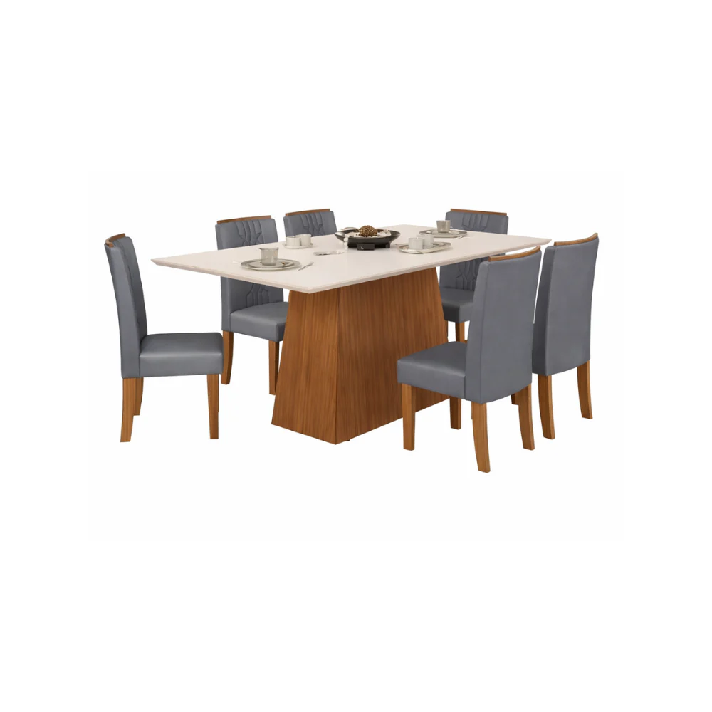 Mesa de Jantar 180 Cm Dulce com 6 Cadeiras Zoe Lunar Dj Móveis - Image 7