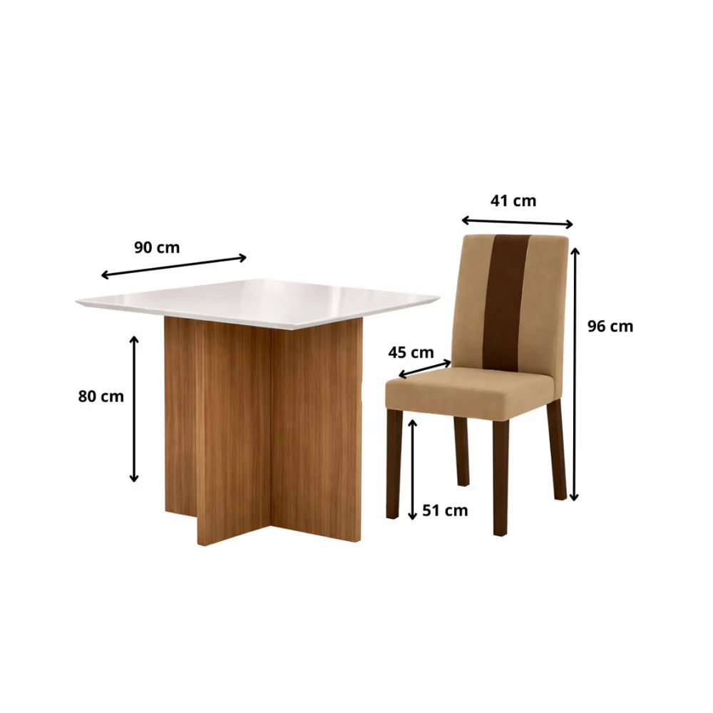 Conjunto Mesa de Jantar 90cm Quadrada Helo Com 4 Cadeiras Linea Poliman - Image 10